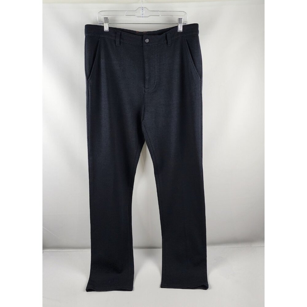 QOR Pants Mens L Black Performance Straight Leg Wool Dress Pants (36x34)